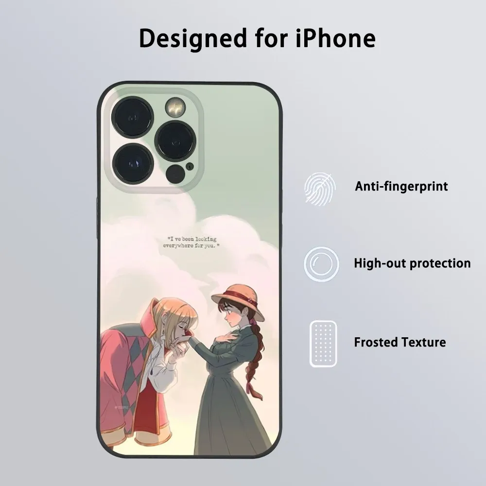 H-Howls Moving C-Castle Phone Case For iPhone 16 15 14 13 12 11 Pro Max Plus Mini Frosted Soft Shell Funda