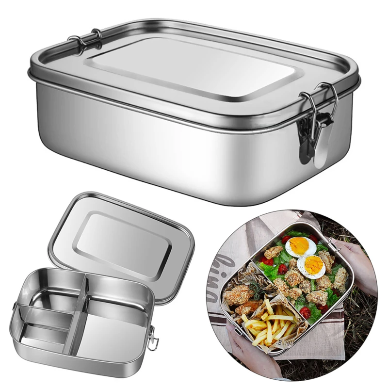 

1000/1200/1400ML Lunch Box Food Grade Stainless Steel Anti-leak Bento Box Strong Tightness For Storing Various Fruits Snacks