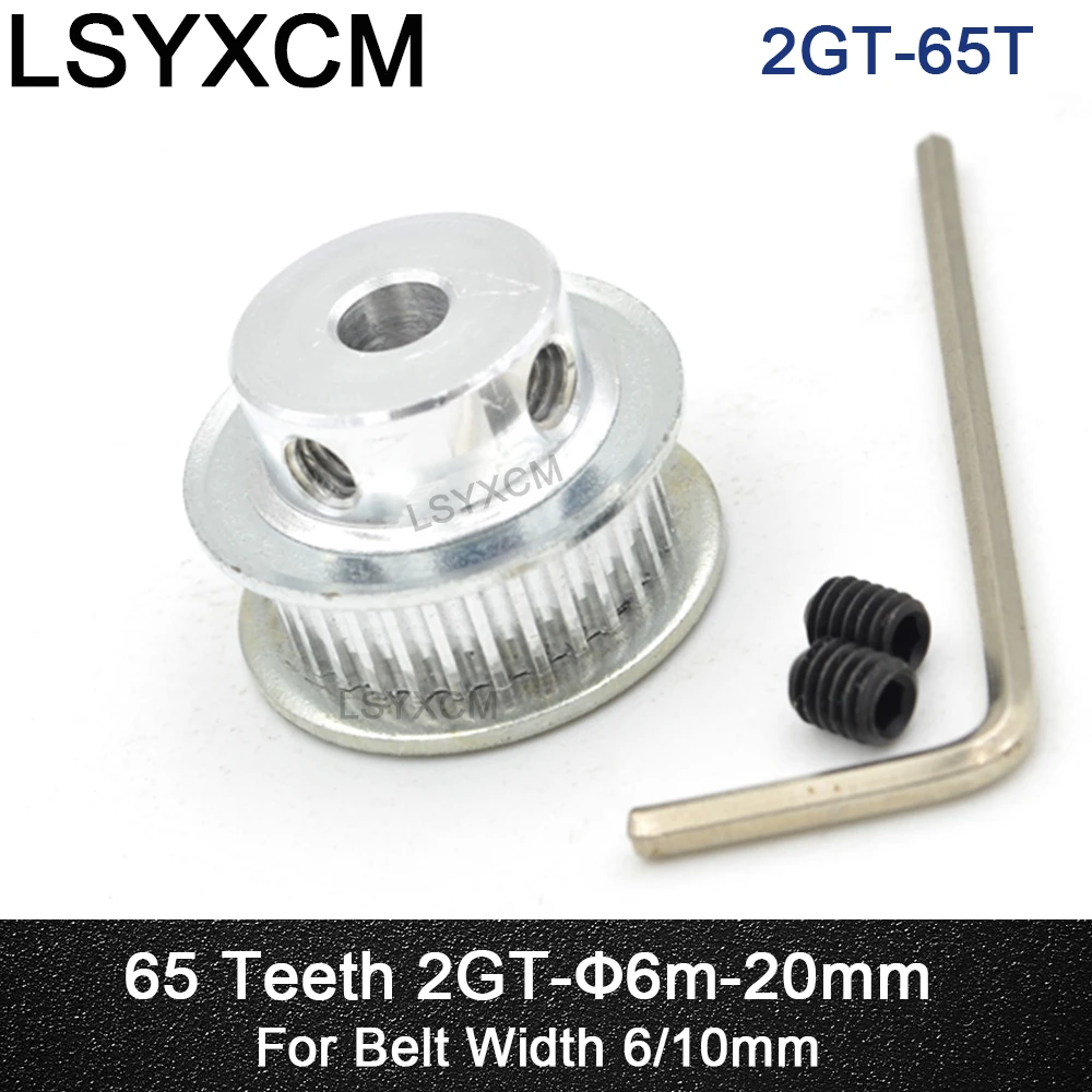 

65 Teeth 2GT Timing Pulley Bore 6/6.35/8/10/12/14/15/16/17/19/20mm for GT2 Open Synchronous belt width 6/10mm 65Teeth 65T