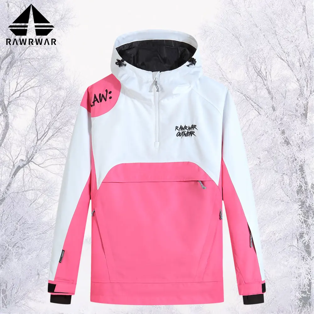 

Men's and women's hoodie winter snow ski jacket color stitching design windproof, waterproof, breathable and warm