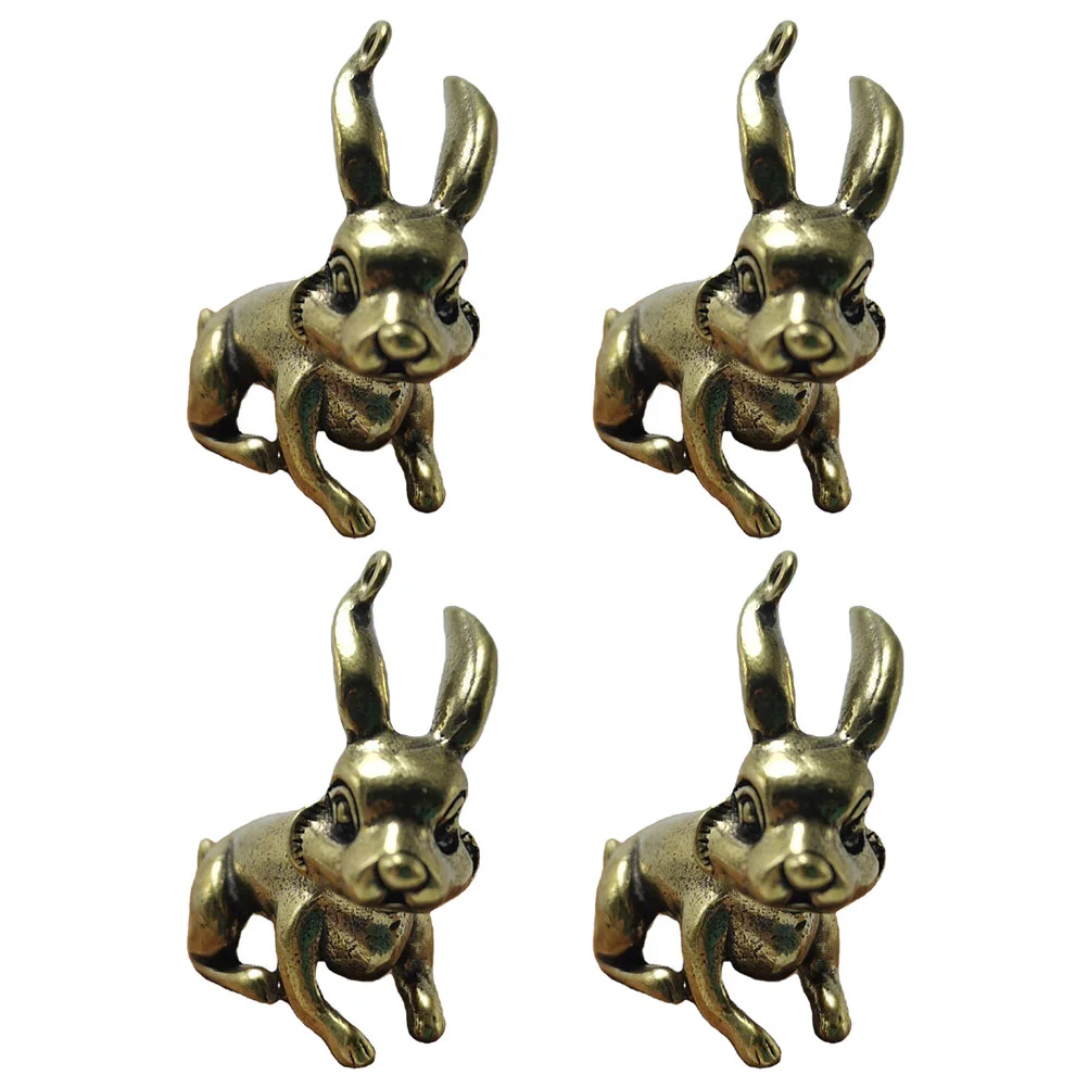 

Rabbit Brass Hanging Ornaments Ornament Crafts Decor Desktop Key Household Charm Keychain Charms Retro Pendants Bunny Style