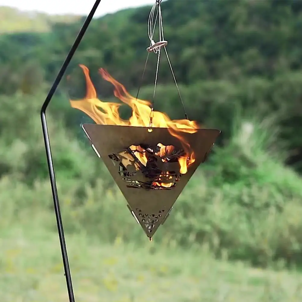 

Hanging Triangle Camping Steel Stove Triangle Suspended Platform Outdoor Bonfire Stove For Camping Picnic Travelling