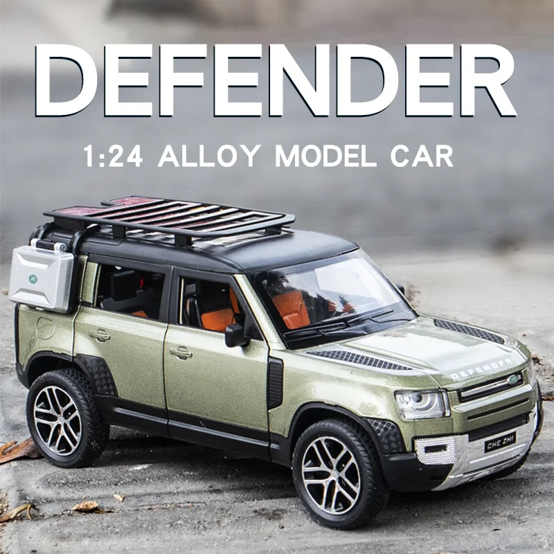 

1/24 Rover Defender Off-road SUV Alloy Model Car Diecast Scale Vehicle Toy Model Tin Collection Sound & Light Gift For Children