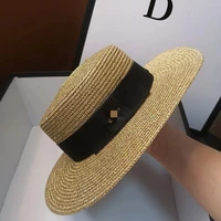 2021 brand european and american retro ladies sun hat bee straw hat fashion wide brim sunscreen travel sunshade flat top hat