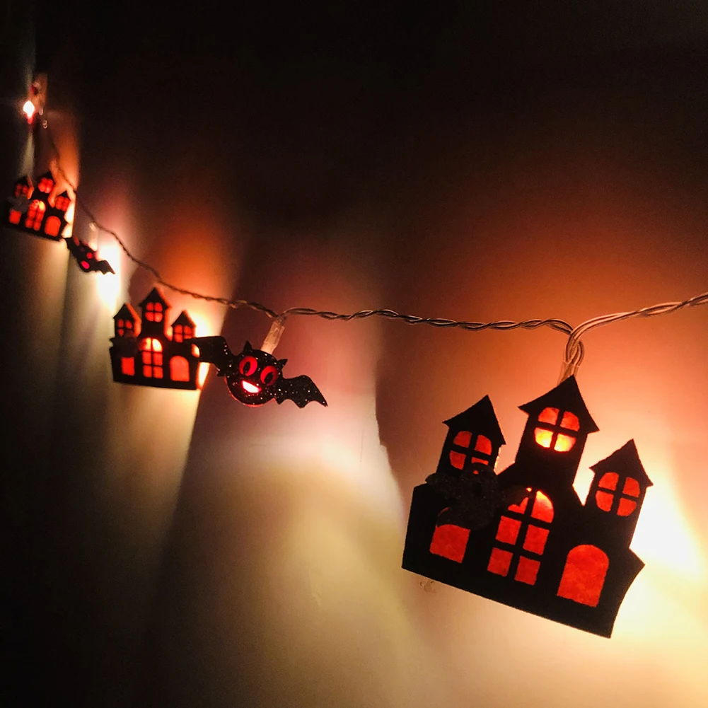 

Halloween LED Light String Bat Castle String Lights Carnival Party Decoration Lights Halloween Flower Lantern LED Light Garland