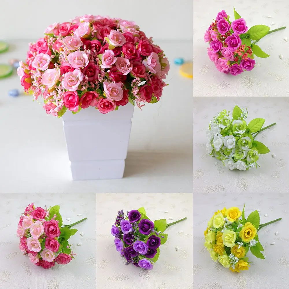

1Pc Faux In/Outdoor Photography Props Household Products Fake Plants Artificial Flowers 21Head Plastic Rose
