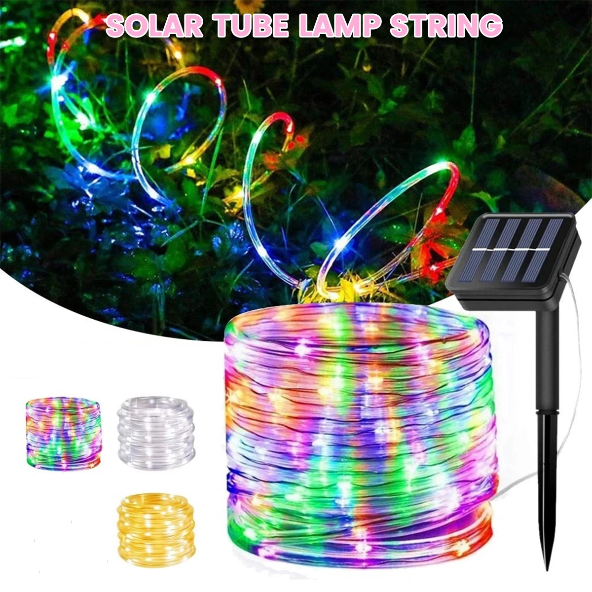 

Уличная гирлянда на солнечной батарее, 12 м/100 фута, светодиодов, водонепроницаемая Гирлянда-трубка на солнечной батарее, Декоративная гирля...