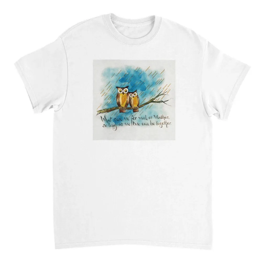 Тяжелая хлопковая футболка с двумя совами