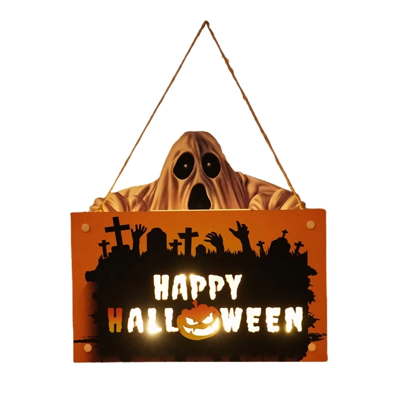 

Halloween Wooden Ornaments Pumpkin Ghost Door Hanging Sign Trick or Treat Pendants Halloween Party Decor for Home