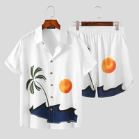 printed men sets streetwear short sleeve lapel casual shirt beach shorts summer vacation men hawaiian suits 2 pieces 3xl new