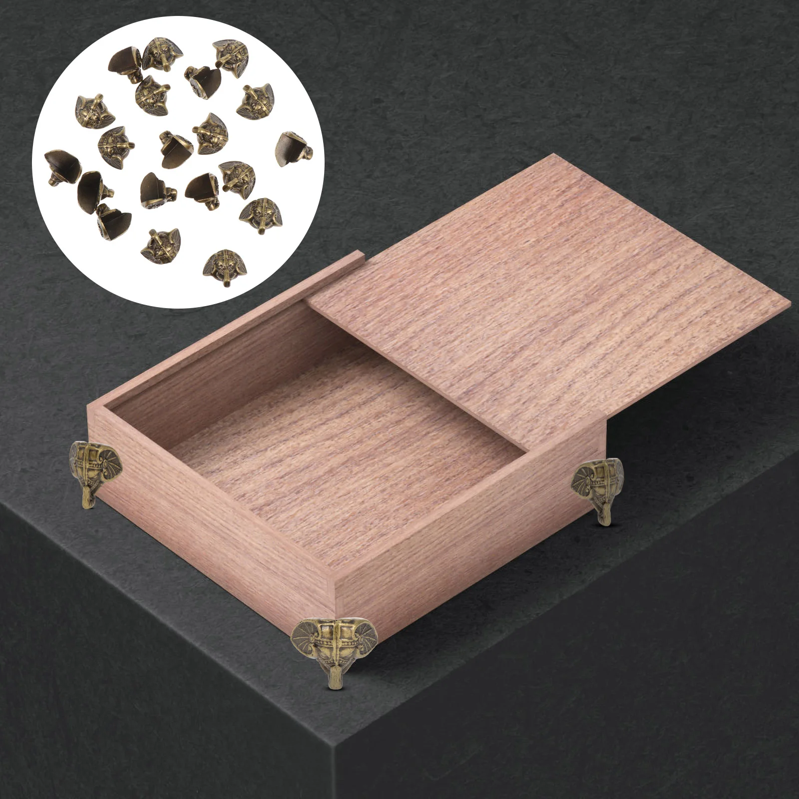 

20 Pcs Wooden Box Base Furniture Accessories Case Bases Vintage Brass Feet Protective Corners Plastic Retro