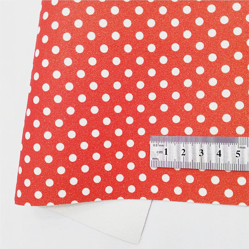 Happy Fall Rainbow Custom Chunky Glitter Leather Sheet Polka Dots Printed Shimmer Lace For Bow DIY 21x29CM Q1425