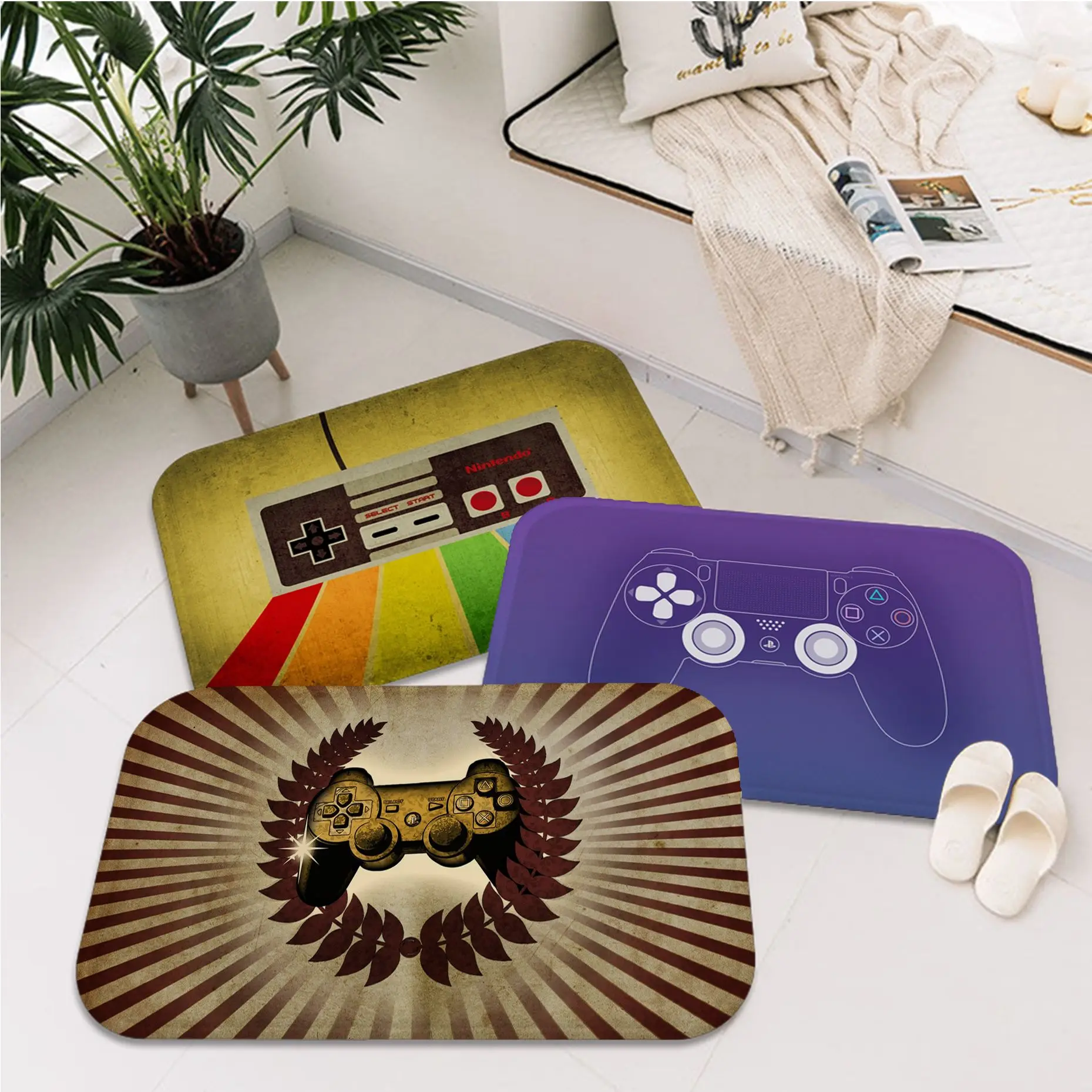 

Anime Gamer Controller Entrance Door Mat Anti-slip Absorb Water Long Strip Cushion Bedroon Mat Modern Home Decor