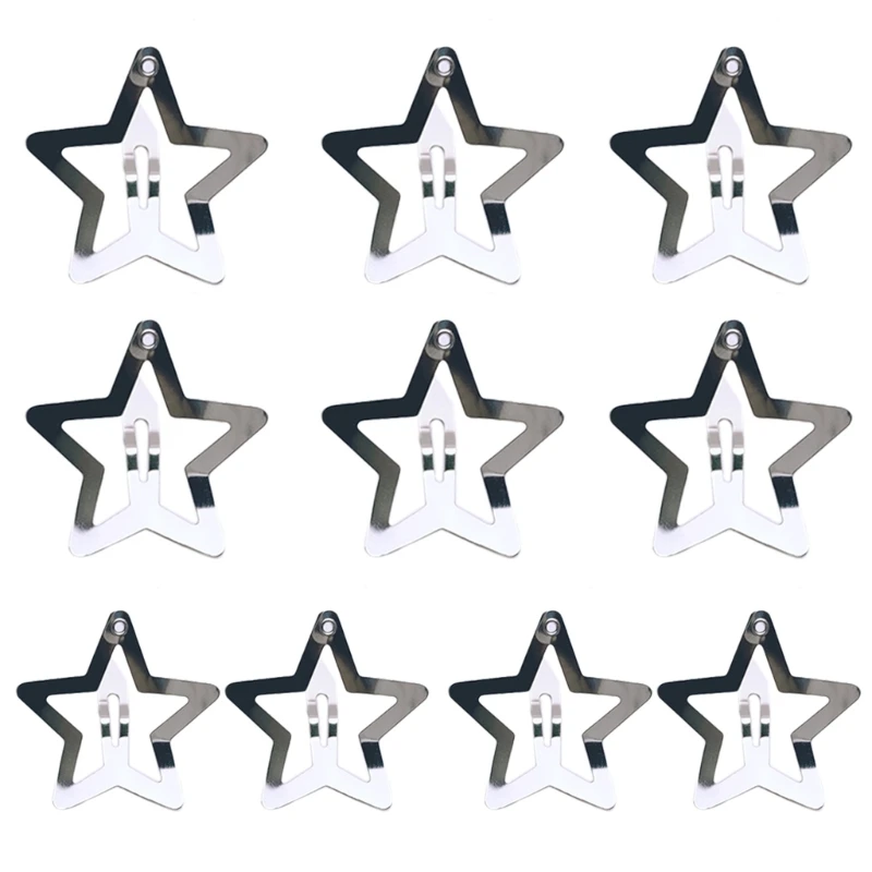 

H9ED 10-Piece Hollowed Star Hair Clips Star Snap Silver Hairpin Sweet Hair Barrettes