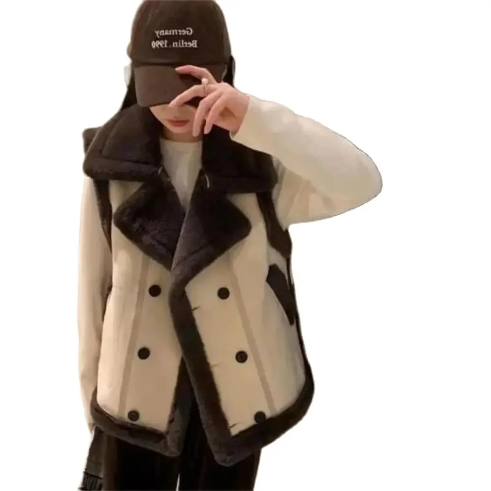 

Женская куртка-жилет из искусственного меха, утолщенный меховой цельный меховой замшевый оленьей кожи, бархатный маленький аромат, Повседневная и свободная верхняя одежда