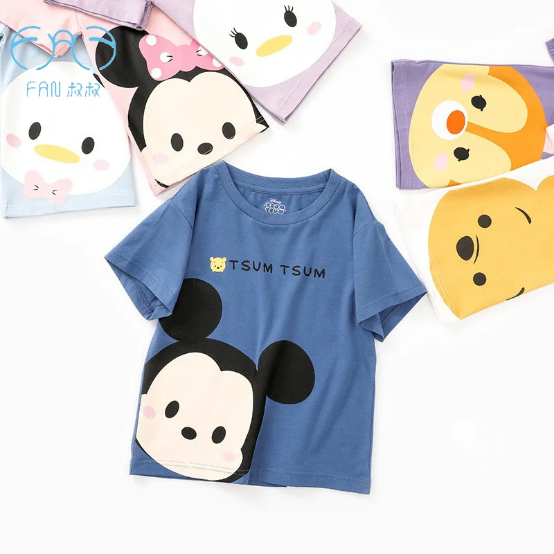 

Топ детский из чистого хлопка с коротким рукавом и принтом Микки и Минни