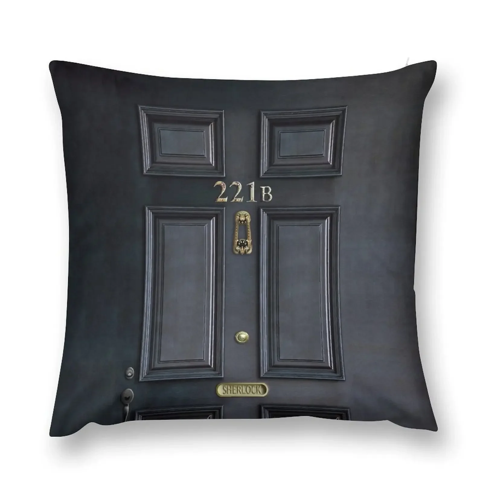 221b Baker Street черная деревянная дверь декоративная подушка эстетическая для дивана