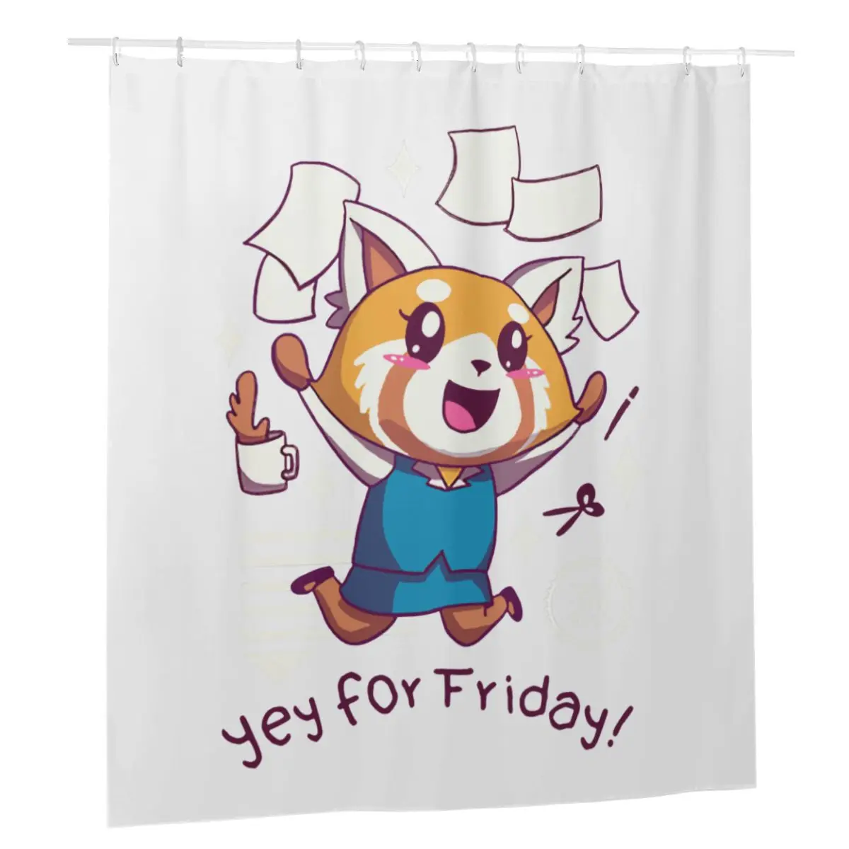 

Агрессивная душевая занавеска Aggretsuko Retsuko Yay на пятницу Happy Weeken s, домашняя занавеска для ванной, Затемняющая дверная занавеска