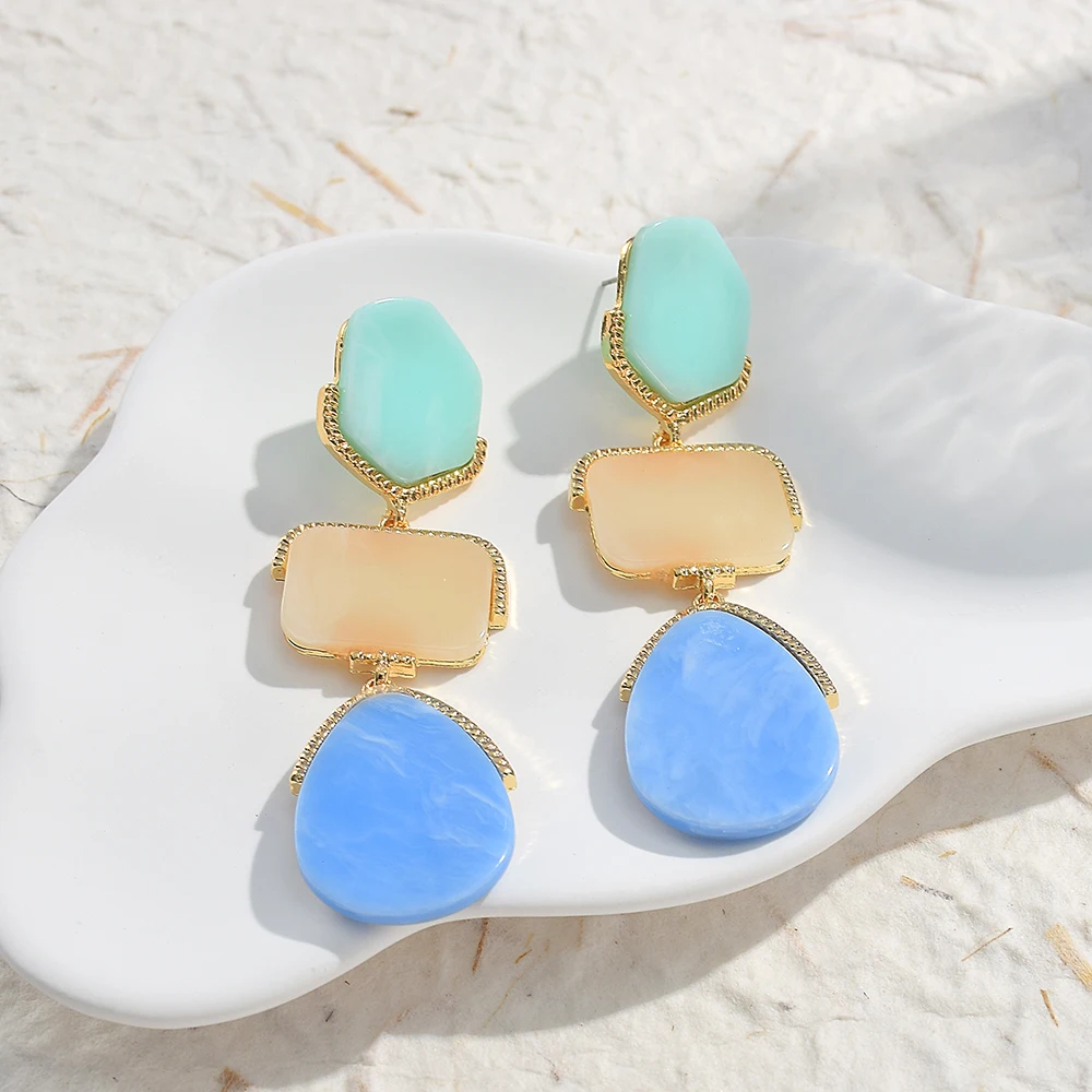 Богемные полимерные серьги-подвески для женщин и девушек искусственные камни