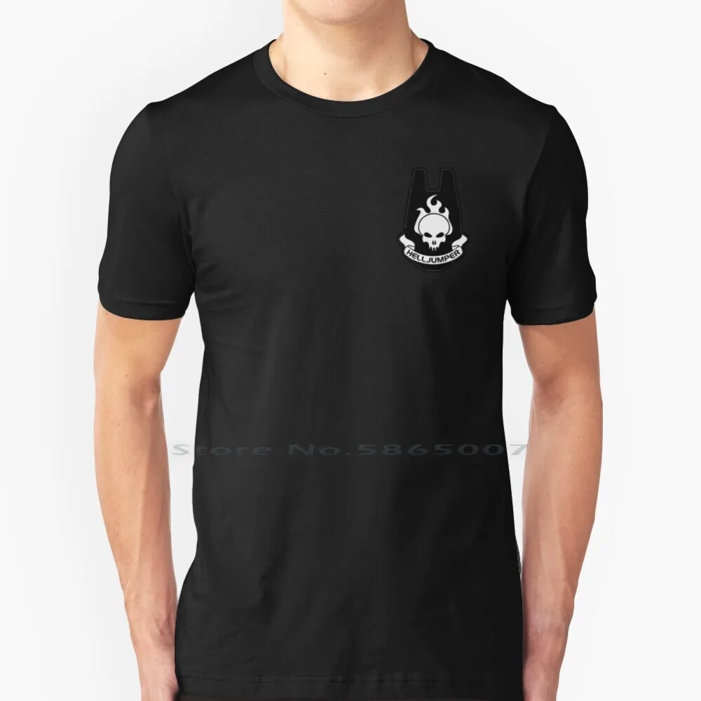 Футболка Odst Helljumper с нашивкой 100% хлопок футболка Feet First Hell Skull Fire Flame большой размер