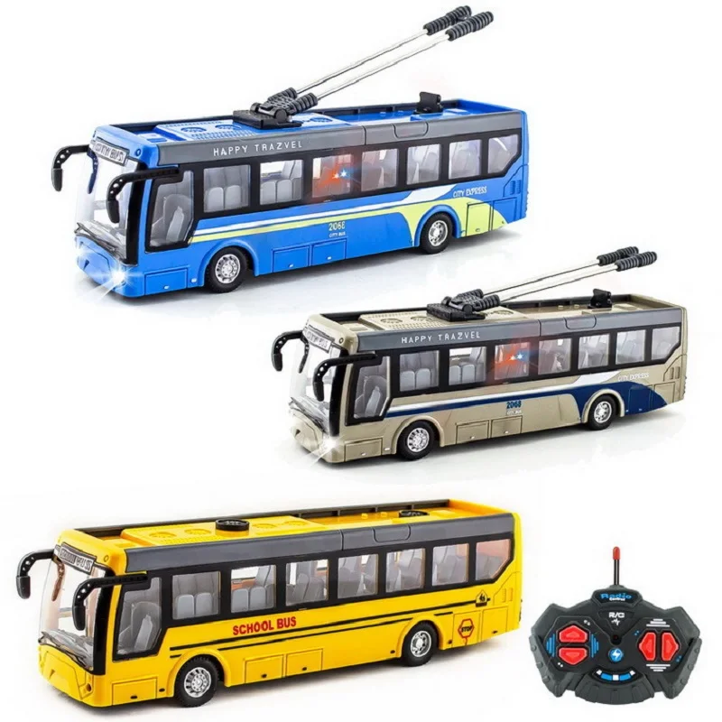 

1:48 4CH RC Bus Toy With Lights Electric Tourist Sightseeing Bus School Bus Rechargeable Toy Car Model for Boy Children Gift