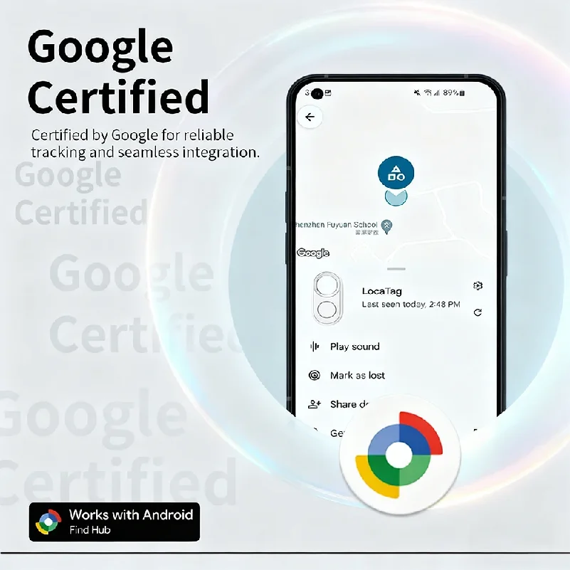 Фото Bluetooth-трекер Google Find My Smart Tag для поиска потерянных вещей, ключей, кошельков, багажа, домашних животных, с заменяемой батареей, совместим с Android. №5