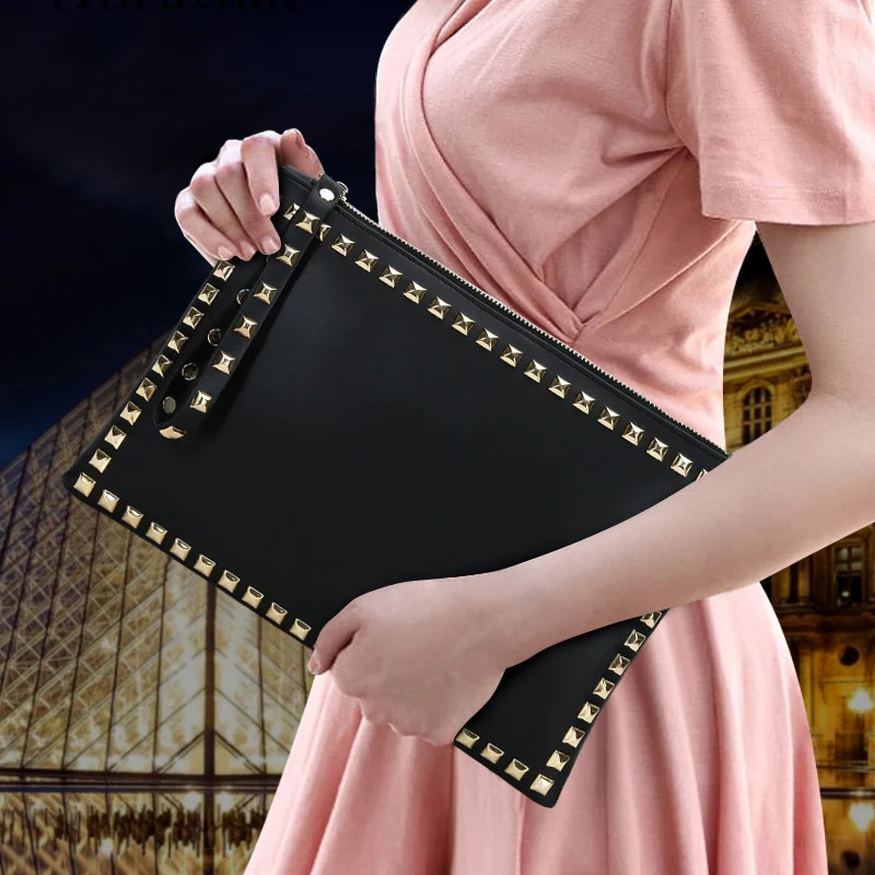 

Vintage Rivets PU Leather Crossbody Bags For Women 2023 New Fashion Brand Ladies Clutch All-Match Shoulder Bag Envelope Bag