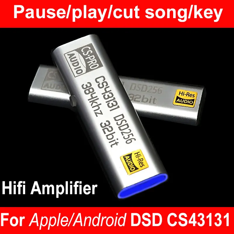 Amplificador de Auscultadores de Alta Tipo-c a 3.5mm Amplificador de Áudio para Win10 Fidelidade Decodificação Usb 32bit 384khz Iphone Ios Android Cs4313 Dsd256 Dac