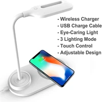 usb led desk lamp touch reading light led book light study table lamp with wireless charging flexible led lamp 3 color lighting