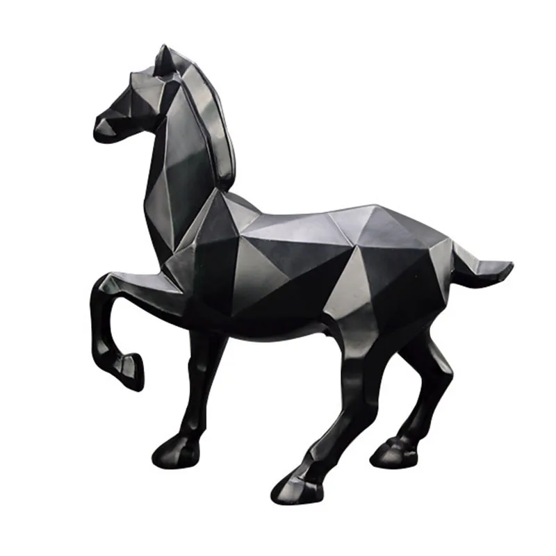 

EUROPEAN GEOMETRICAL HORSE FIGURE STATUE CREATIVE RESIN ANIMAL SCULPTURE ROOM DECOR ORNAMENT HOME DECORATION ACCESSORIES