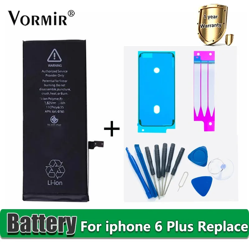 10 PCs Vormir 0 Cycles Capacity Batteries For iPhone6 Plus Replacement Mobile Phone Battery Repair Kit Bateria Free Tool Sticker
