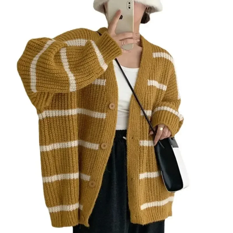 Корейская версия ленивого вязаного кардигана для женщин новый осенне-зимний