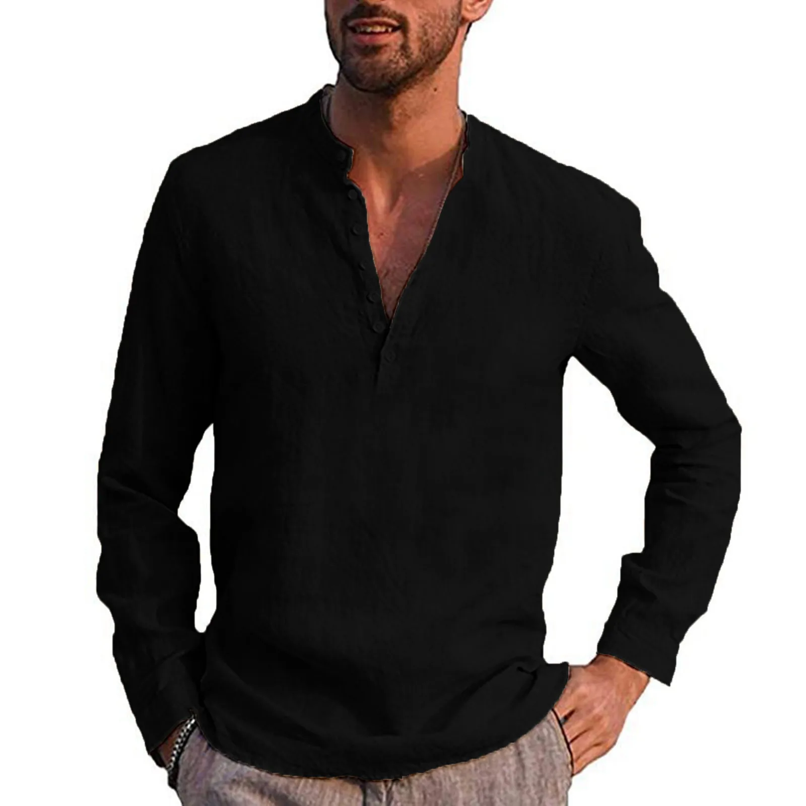 

Mens Raglan Cotton Men Fashion Casual Top Shirt Simple Comfortable Solid Color Collar Button Collar Shirt Mens Bodysuit Romper