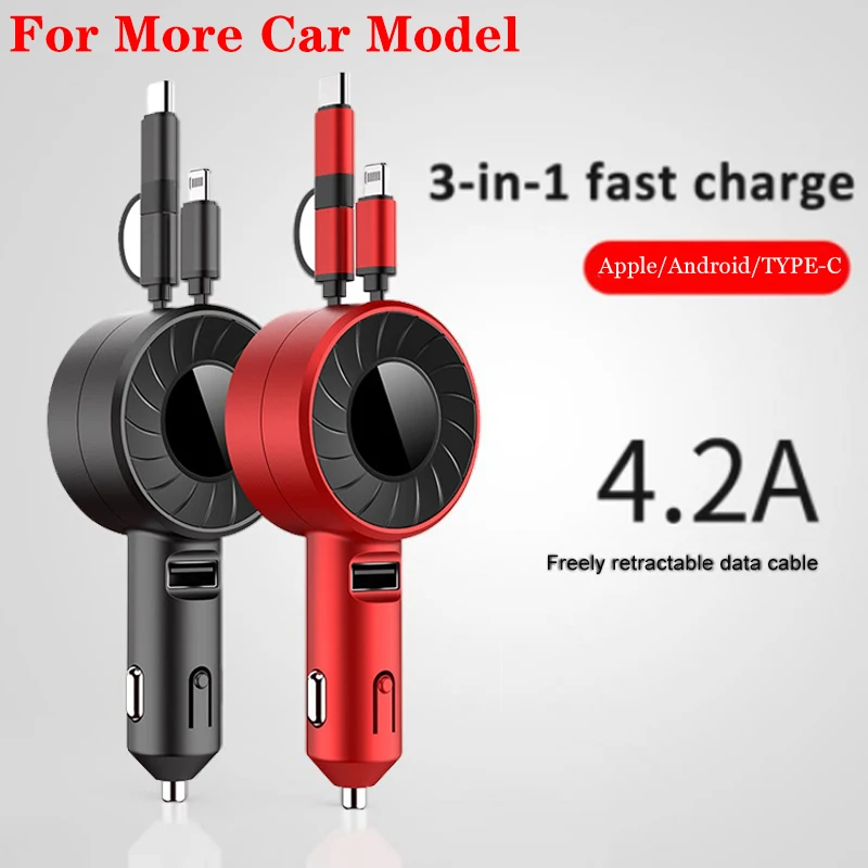 

1pcs Retractable Car Phone Fast Charger Charging Adapter for Mercedes benz B R G Class GLK GLA C200 E200 C200L S400 Accessories