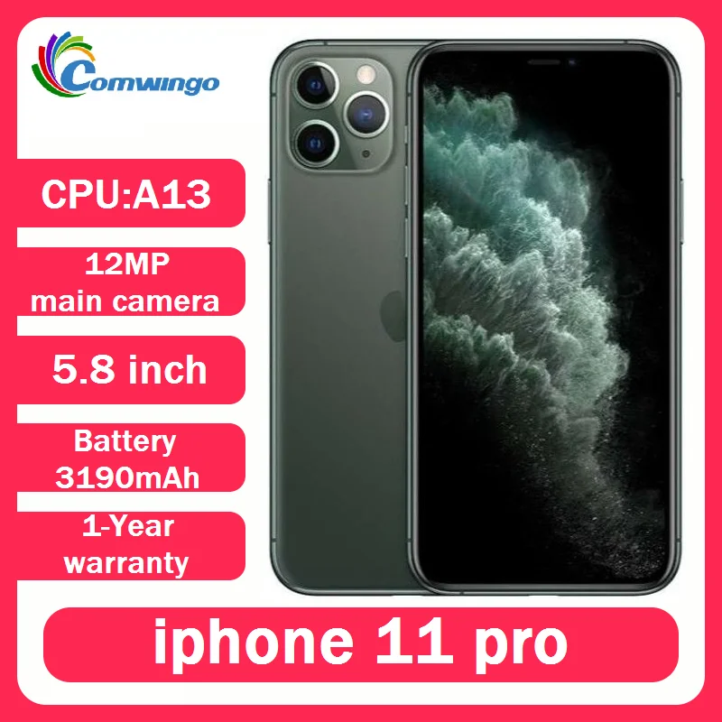 Фото Оригинальный разблокированный Apple iPhone 11 Pro 64GB/256GB, камера 12 МП, 5.8-дюймовый OLED-экран, iOS, LTE, Face ID, NFC, смартфон с поддержкой NFC. №1