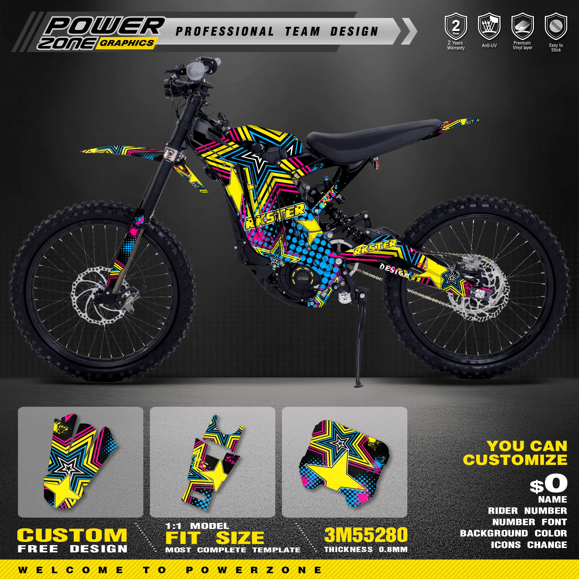 Фотографические детали для мотоцикла PowerZone Surron Sur ron Фоновые наклейки Bee X S 3C 2021 2022