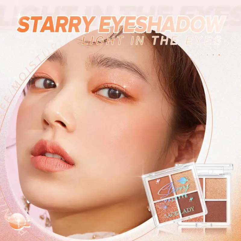 

4 Colors Eyeshadow Palette Pearlescent Matte Shimmer Eye Shadow Earth Color Shiny Sequins Pigments Waterproof Makeup Cosmetics
