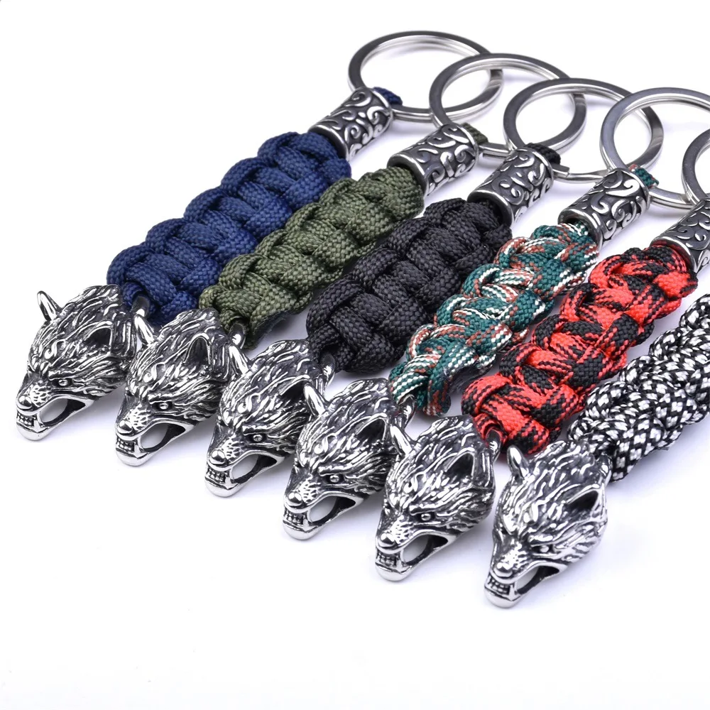 

Parachute Cord Compilation Keychain Wolf Head Element Decoration Outdoor Gadget