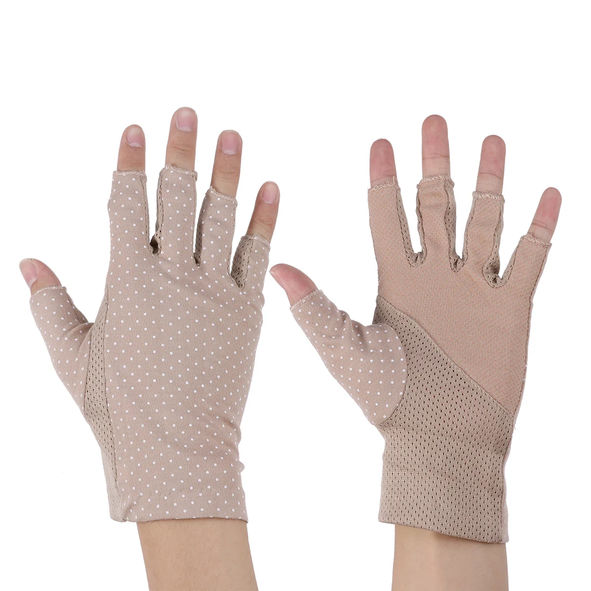 

1 Pair Finger- thin UV Sunblock Fingerless for Driving Travel Daily Use ( Khaki )