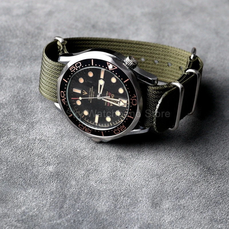 Фото Нейлоновый ремешок для часов Seiko Omega Tudor Seagull Casio, черный, армейский, зеленый, коричневый, красный, застежка из нержавеющей стали, дышащая, устойчивая к разрыву №5