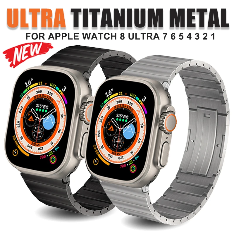 Luxury Titanium Alloy Band for Apple Watch Ultra 49mm 8 7 45mm 41mm Strap Link Bracelet for iWatch Series 6 5 4 3 SE 44mm 42mm