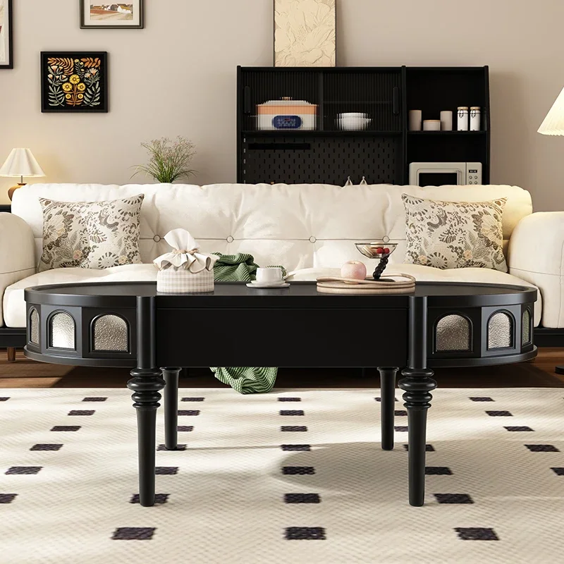 Черный журнальный столик для хранения вещей Уникальный деревянный