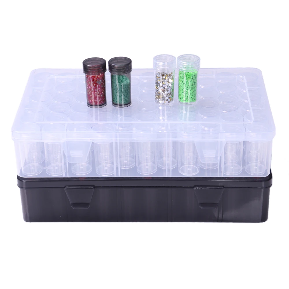 

64 черные бутылки, коробка для хранения алмазной живописи с наклейкой DMC, портативный контейнер для бусин, вышивка крестиком, аксессуары, инс...