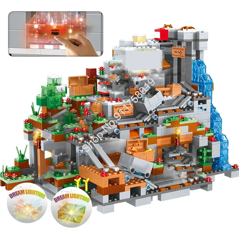 QIGU Mountain Cave My World Brick The Mine Mechanism MinecraftINGlys Building Block Фигурка Совместимые наборы