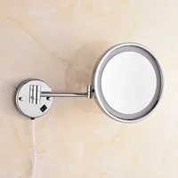 Bath Mirrors 10 In Brass 1 Side Wall Decor Round Led Cosmetic Makeup Mirror With Lighting Mirror Bathroom Accessory 2098
