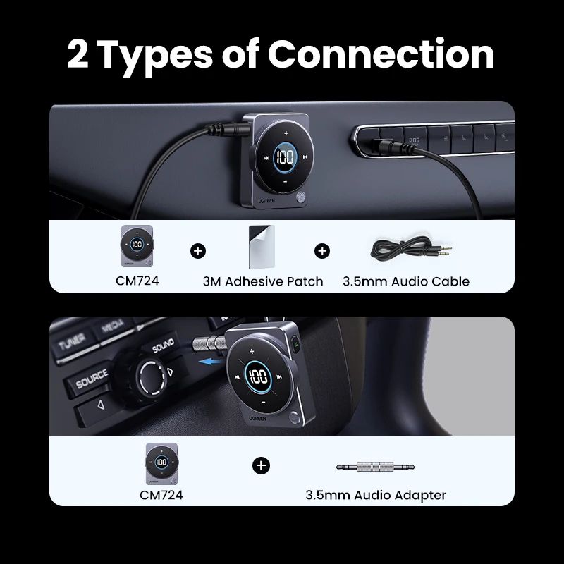 UGREEN Bluetooth 5 4 Aux адаптер беспроводной 3 мм аудио музыка для автомобиля 20 часов срок