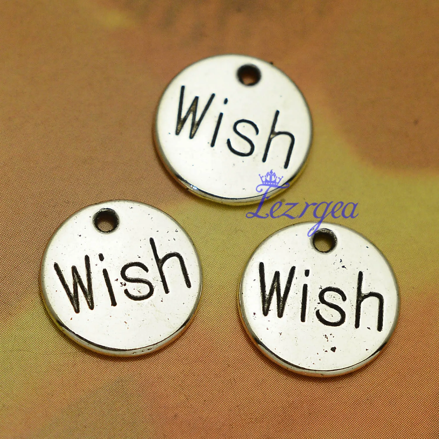 

30pcs/lot--14mm Antique Silver Plated Round Wish Tag Charms Pendants DIY Bracelet Necklace Supplies Jewelry Findings Accessories