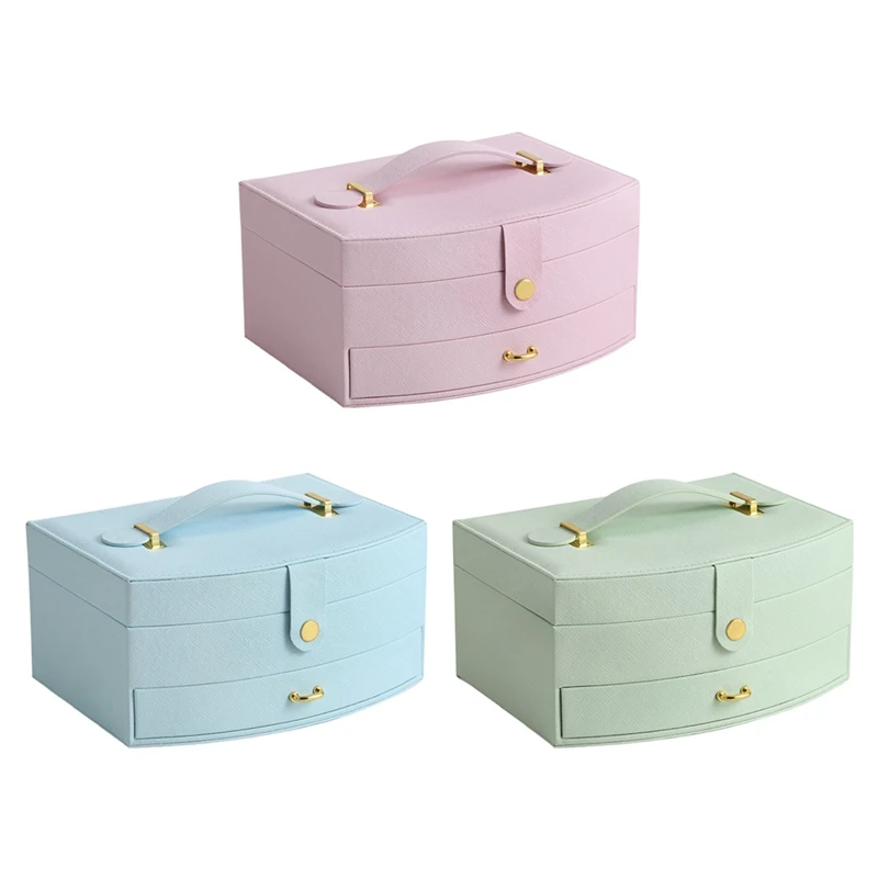 Jewelry Box With 2 Layers PU Leather Jewelry Storage Organizer Portable Leather Jewelry Box For Storing Watch,Earring