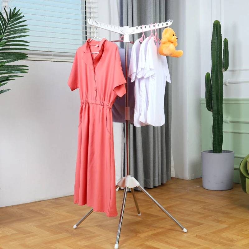 

Clothes Rack Floor Coat Holder Rack Indoor Stainless Steel Triangle Home Hanger Simple Shrink Creative Cool Clothes Rack Indoor