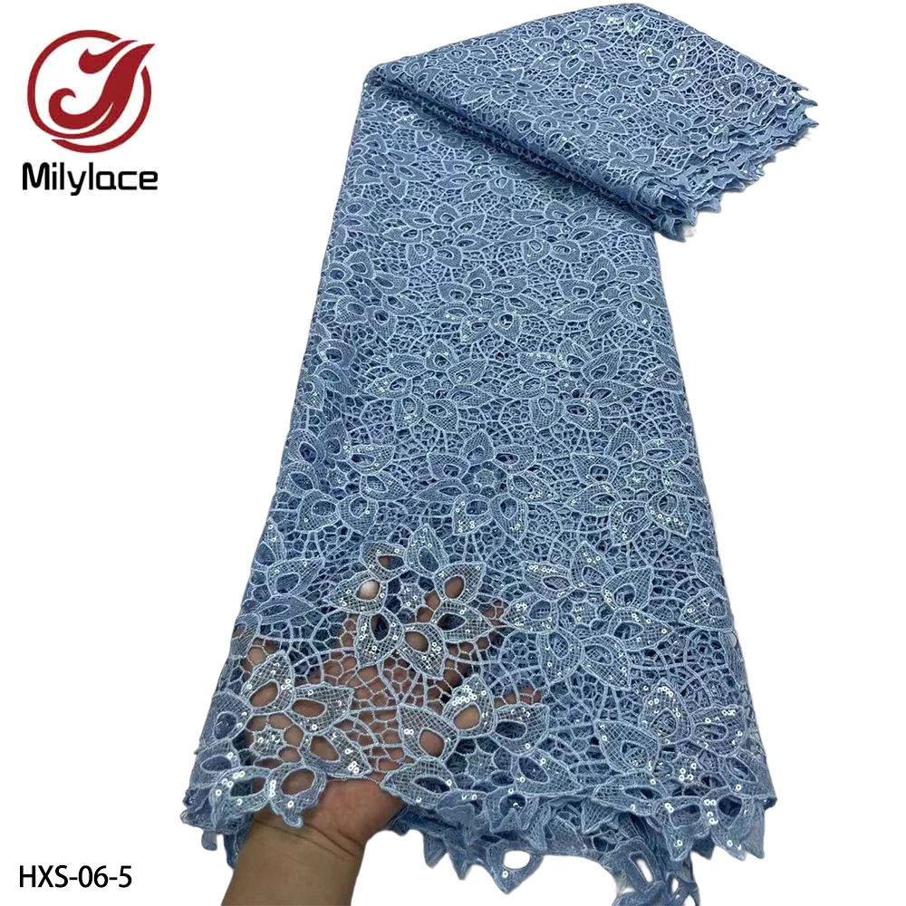 

Hot Sale African Lace Fabric 2022 High Quality Lace Embroidered & Sequins Lace African Dress Women Lace Fabric 5 Yards HXS-06